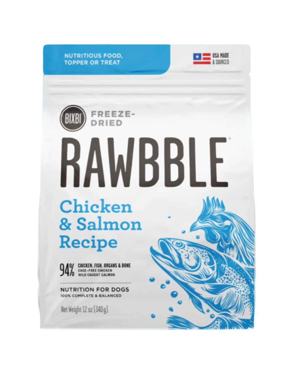 Rawbble® Freeze-Dried Food for Dogs – Chicken & Salmon Recipe 12 oz.