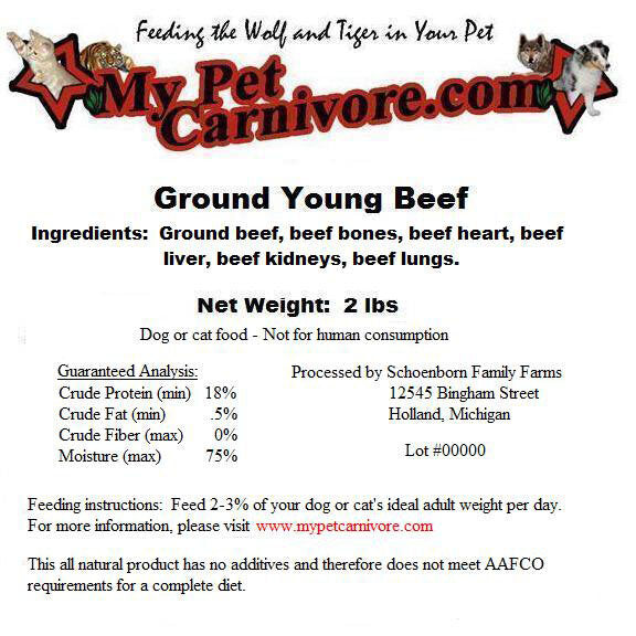 Ground Whole Young Beef - 1 LB, 2 LB, 5 LB