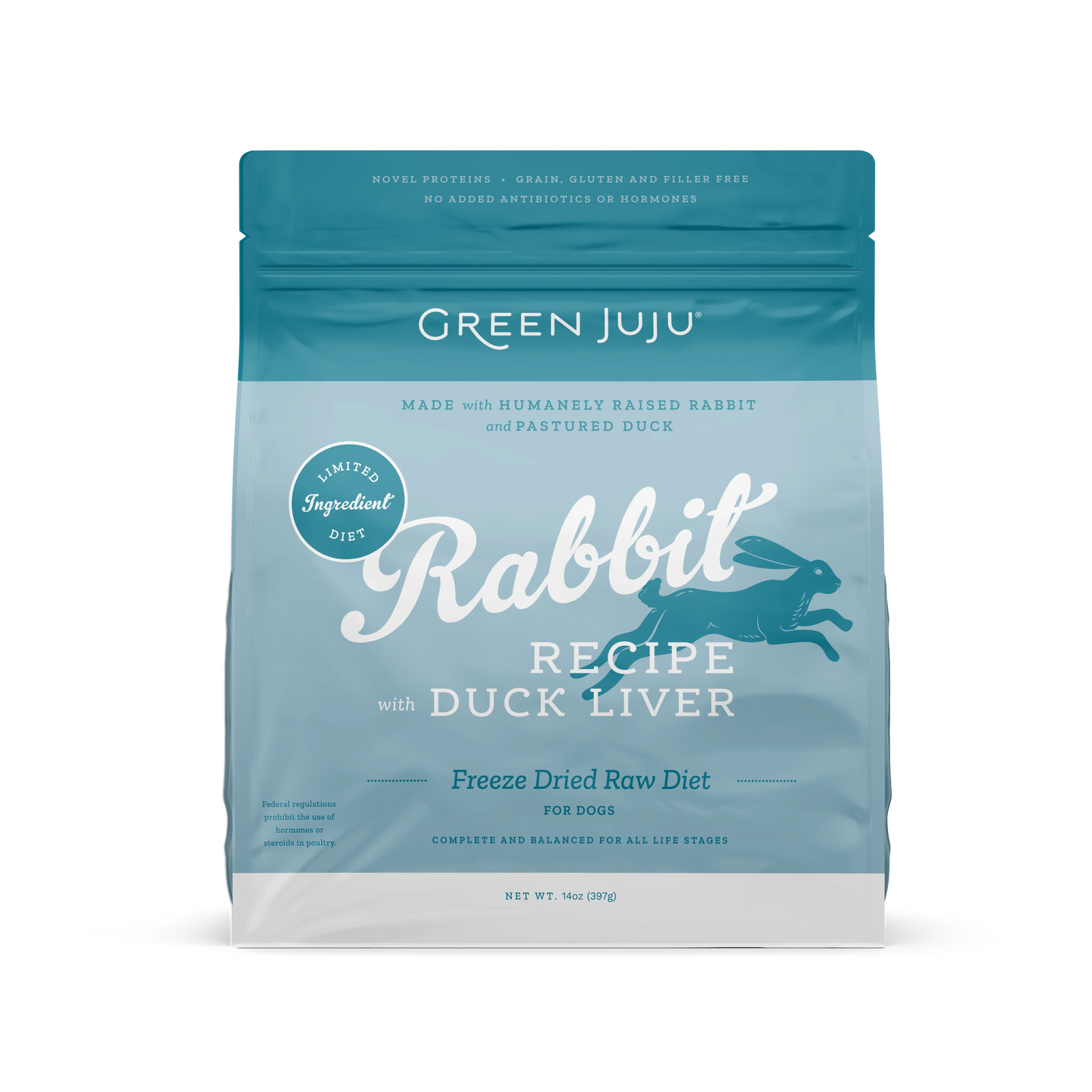 Green Juju Freeze Dried Limited Ingredient Rabbit with Duck Liver 14 oz