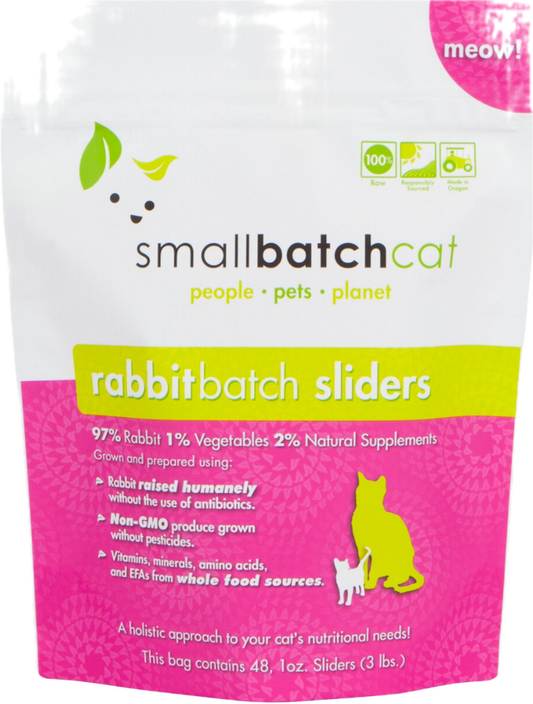 Small Batch Raw Cat Food 1 oz Sliders - Rabbit Batch