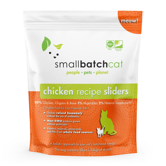 Small Batch Frozen Chicken Sliders for Cats 3 Lb