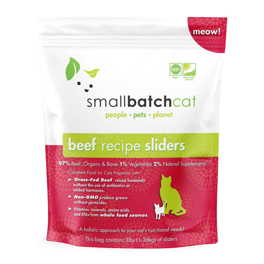 Small Batch Raw Cat Food - Beef Batch Sliders 3 Lb