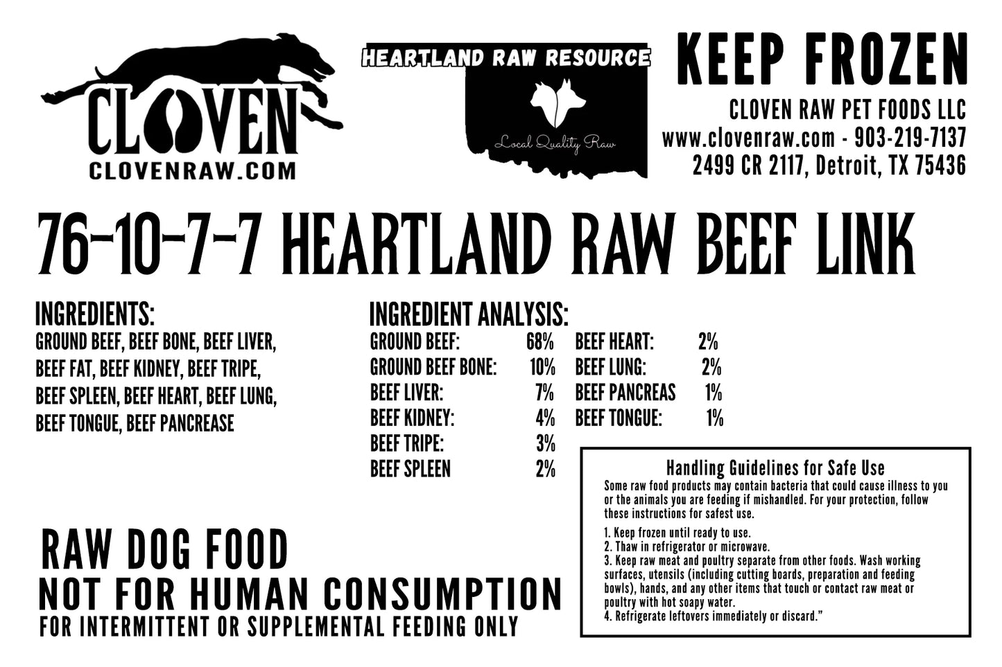 Heartland Raw Beef Links 76/10/14 (5 lb)