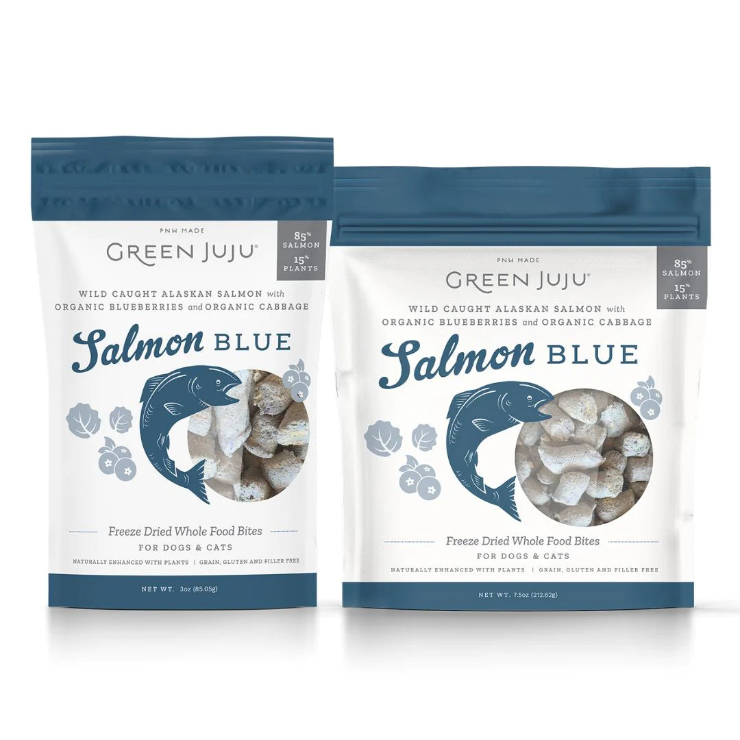 Green Juju Freeze Dried Salmon Blue Bites 18 oz Topper or Treats