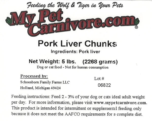 Pork liver chunks 5lb